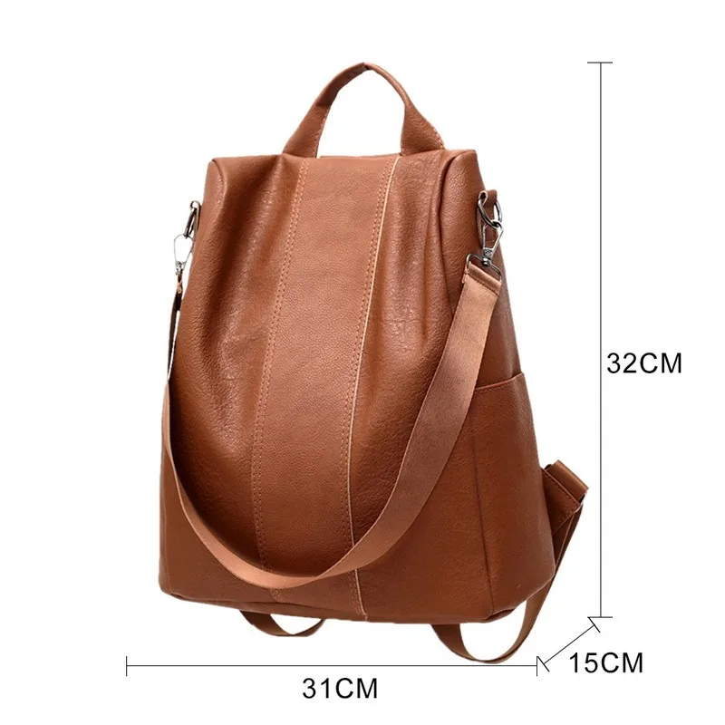 

Women Fashion Backpack Travel PU Leather Zipper Lady Schoolbag Waterproof Shoulder Bag Anti Theft Pack Female Tote Backpacks