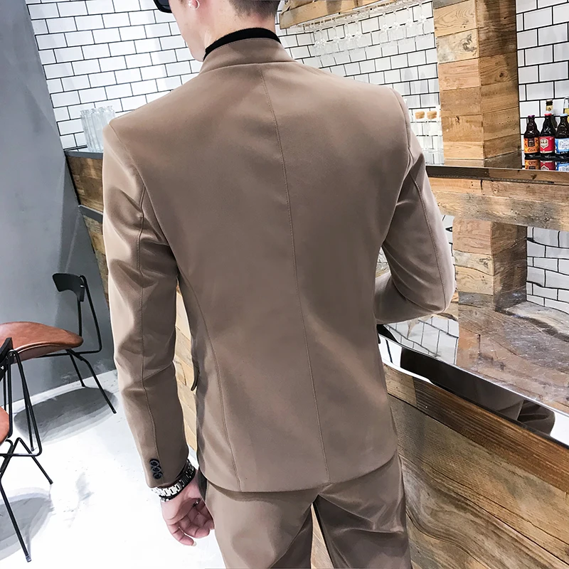 Мужские осень-зима костюм со стоячим воротником куртка/китайский Стиль мужской