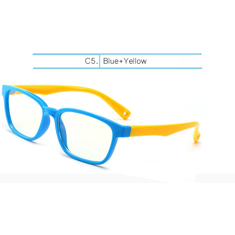 blue-yellow IVSTA анти синий светильник очки компьютер для детей очки анти Синие лучи Блокировка игры TR90 силиконовые с ремешком рецепт - Цвет оправы: blue-yellow