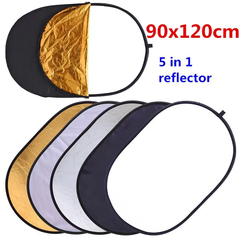 

Five-in-one 90*120cm photography lighting reflector oval portable folding soft light plate photo CD photography accessories