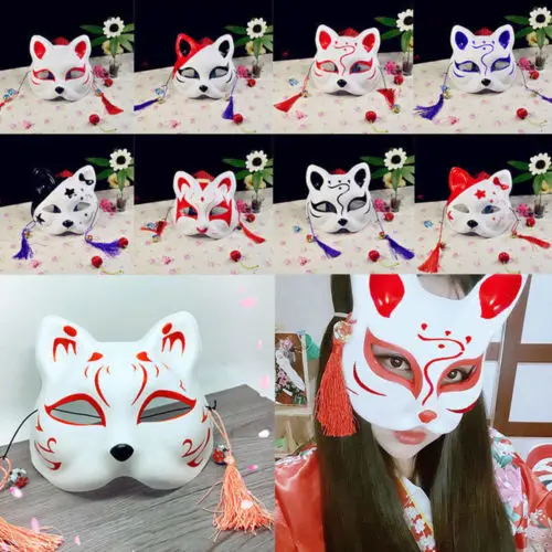 Новый праздничный костюм маска из японской лисы с ручной росписью полулицевая