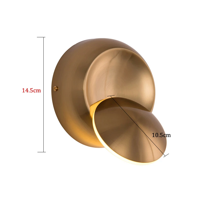 Светодиодный настенный светильник 5 Вт золотой креативный Круглый вращающийся