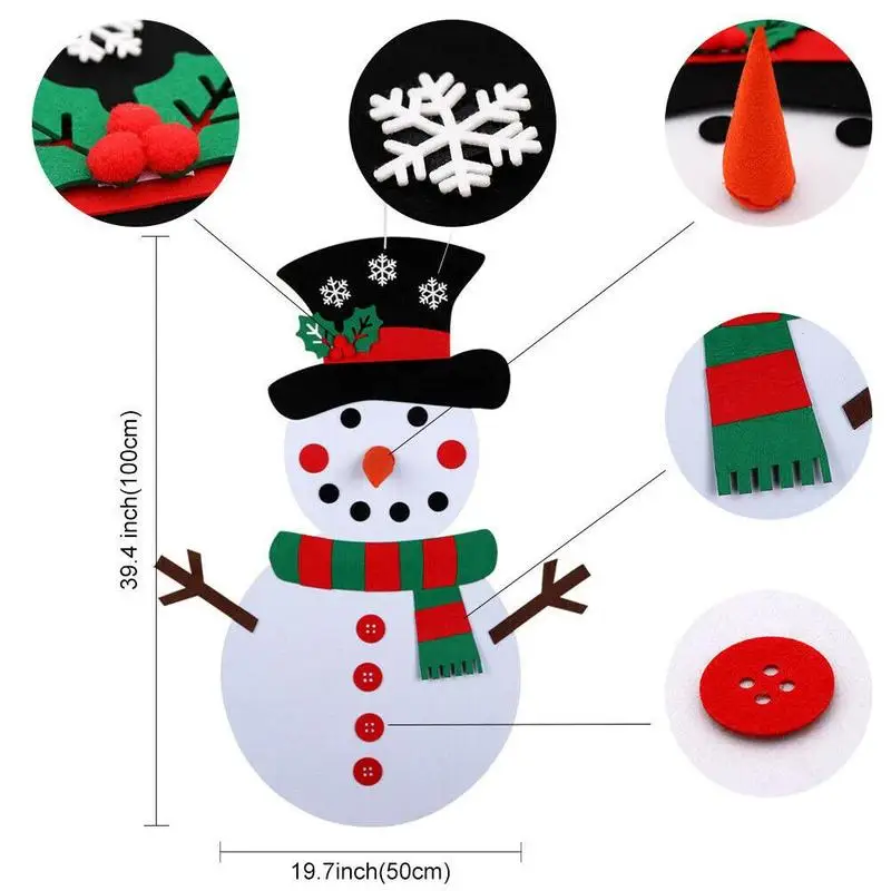 

DIY Felt Snowman Christmas New Year Gift Kids Toys Decorations for Hanging Door Kit Wall Christmas Ornaments