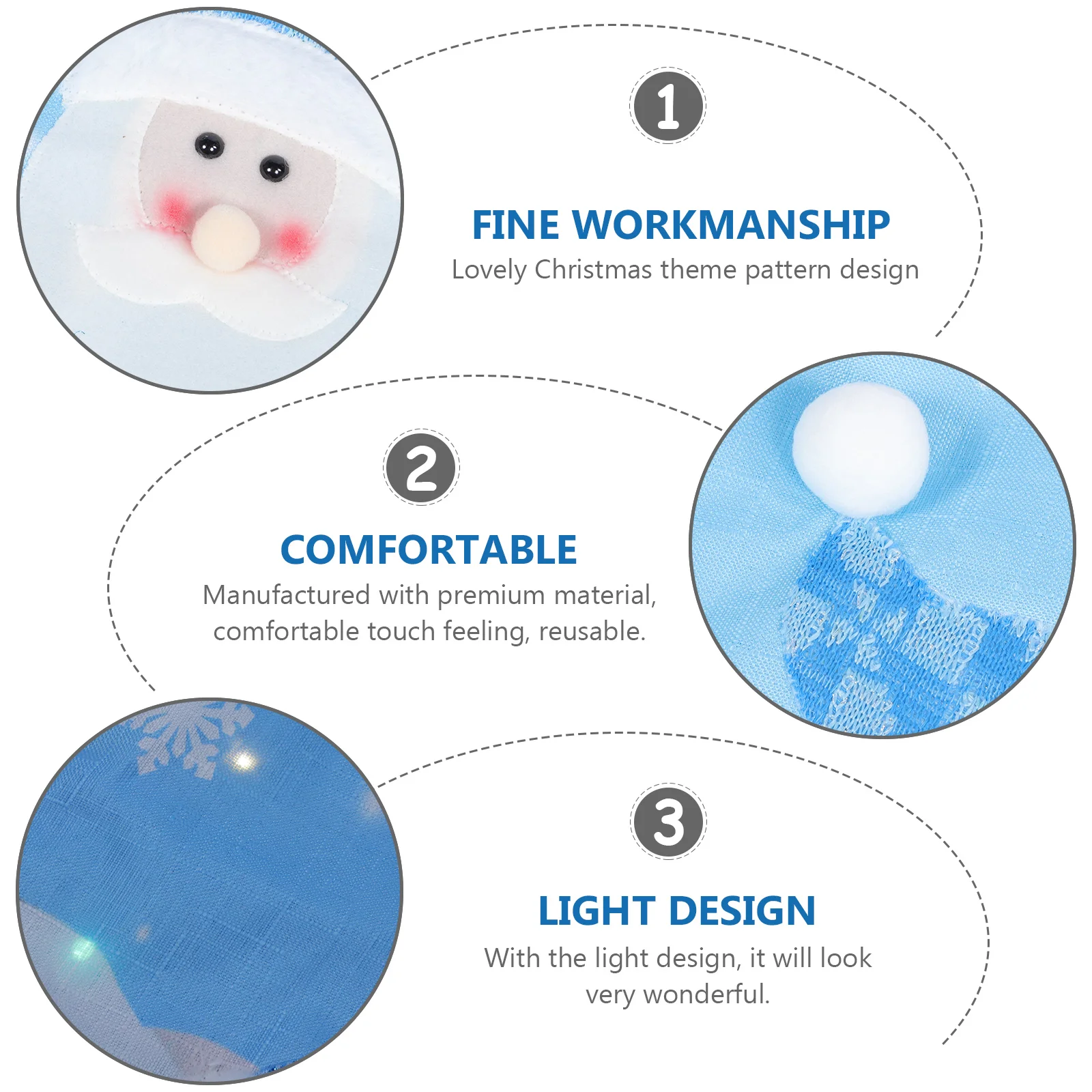 1Pc Christmas Theme Chair Protection Practical Creative Cover (Sky-blue) |