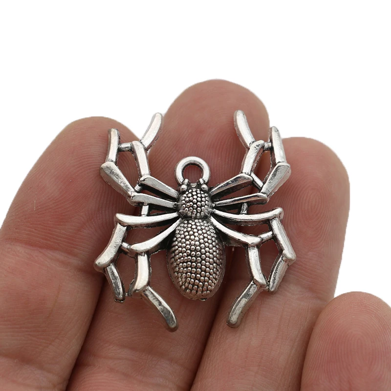 

10PCS Silver Plated Spider Charms Pendants for Jewelry Making Bracelet DIY Accessories 35x31mm
