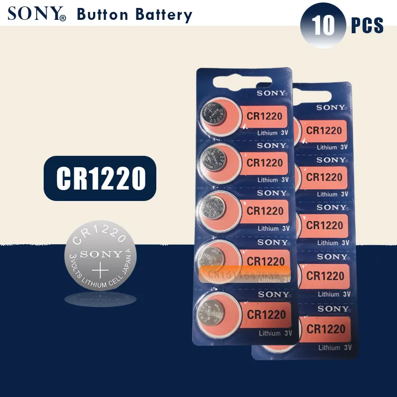 10 шт. Sony 100% оригинальная CR1220 Кнопочная батарея для часов автомобильный пульт