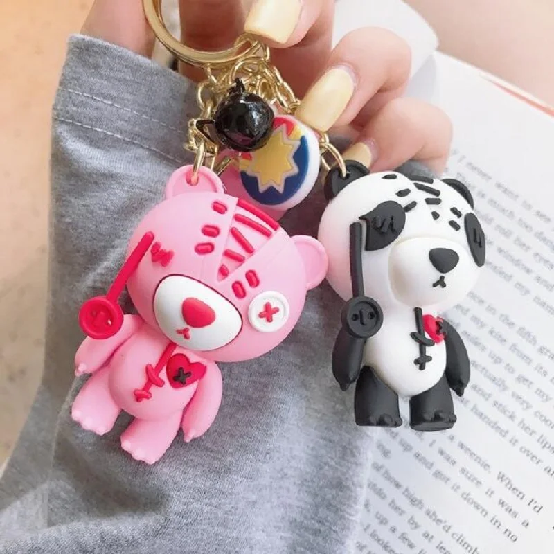 Милый мультяшный брелок в виде панды силиконовые брелки для ключей женщин 3D
