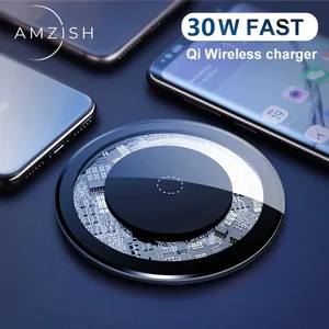 30w 15w transparent fast wireless charger for iphone 12 13 xs xr 8 qi fast charging pad for samsung xiaomi huawei fast charger free global shipping
