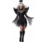 Хэллоуин, черная кожа, для женщин, белое платье вампира с ангелом, с крыльями, сексуальные костюмы ведьмы для взрослых, для вечерние, для девушек