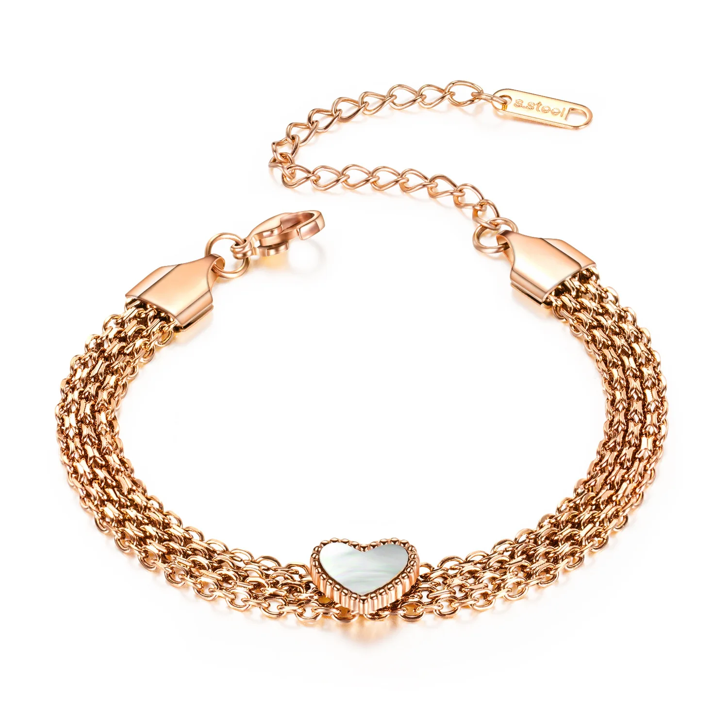 

Trendy Heart Shaped Peach Heart Accessories Fashion Love Heart Stainless Steel Multilayer Bracelet Titanium Steel Bracelet