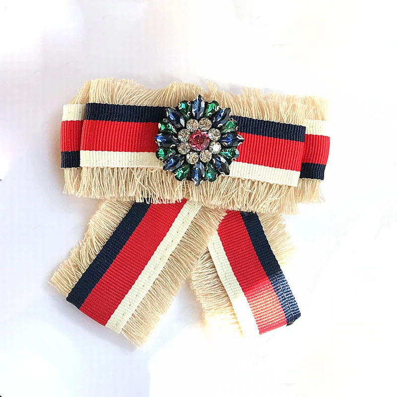 Новая Корейская винтажная Студенческая брошь из хрустальной ткани галстук