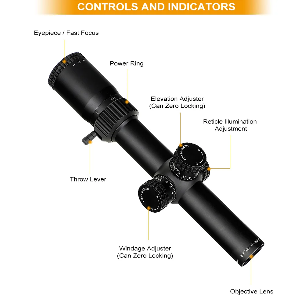 Ohhunt LR WA 1,75-10X24 ИК Компактный Охотничий Прицел Тактическое Стекло Травленая Сетка С Красной Подсветкой Башни Замок Сброс Прицел