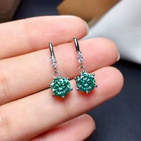 blue green moissanite drop earring 1ct 6 5mm vvs lad diamond fine jewelry for women anniverasry gift real 925 sterling silver