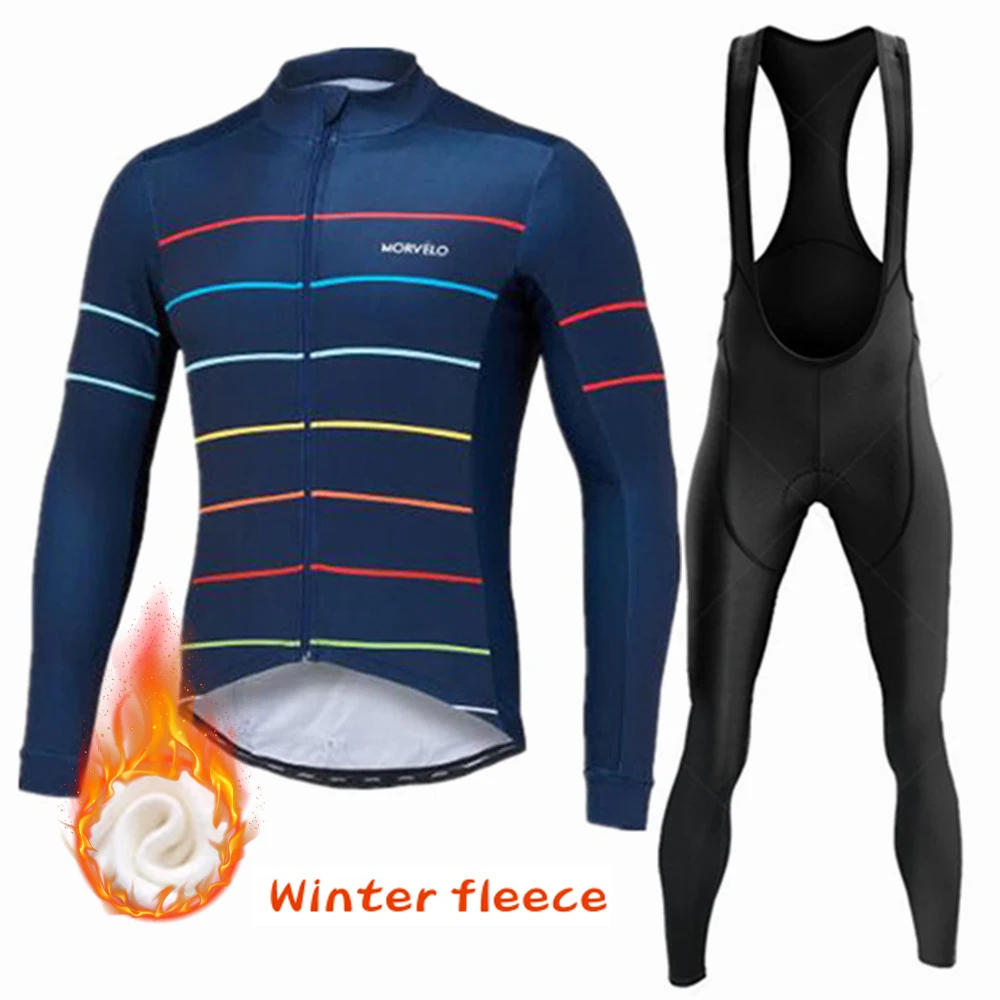 

Зимний теплый флисовый комплект из джерси 2022 для езды на велосипеде, мужская одежда с длинным рукавом для езды на горном велосипеде, одежда ...