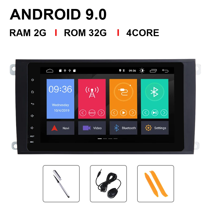 4 Core 32 ROM Ips DSP 8 ядерный Авторадио 2 Din Android 9,0 автомобильный мультимедийный плеер для Porsche Cayenne GTS 2003-2010GPS Навигация Аудио головное устройство - Цвет: 4 Core 32 ROM