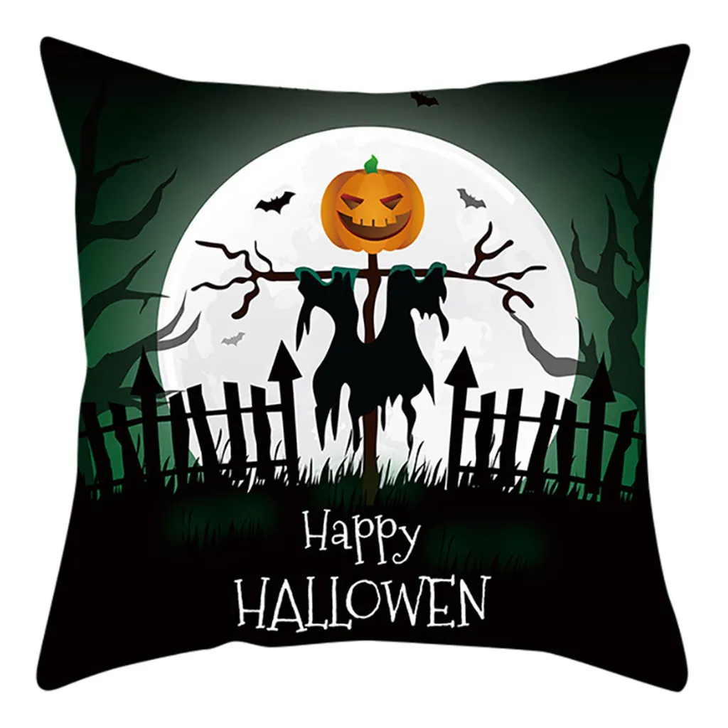 Осенний декоративный чехол на Хэллоуин зеленая забавная поясная наволочка с