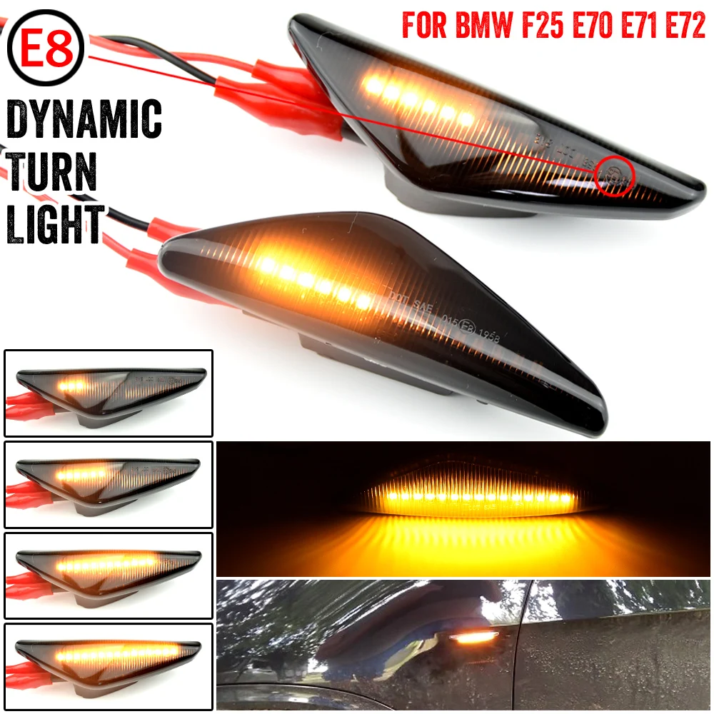 

2Pcs Sequential Dynamic Flowing LED Side Marker Light Turn Signal Light Blinker For BMW E70 X5 F25 X3 E71 X6 2007-2013