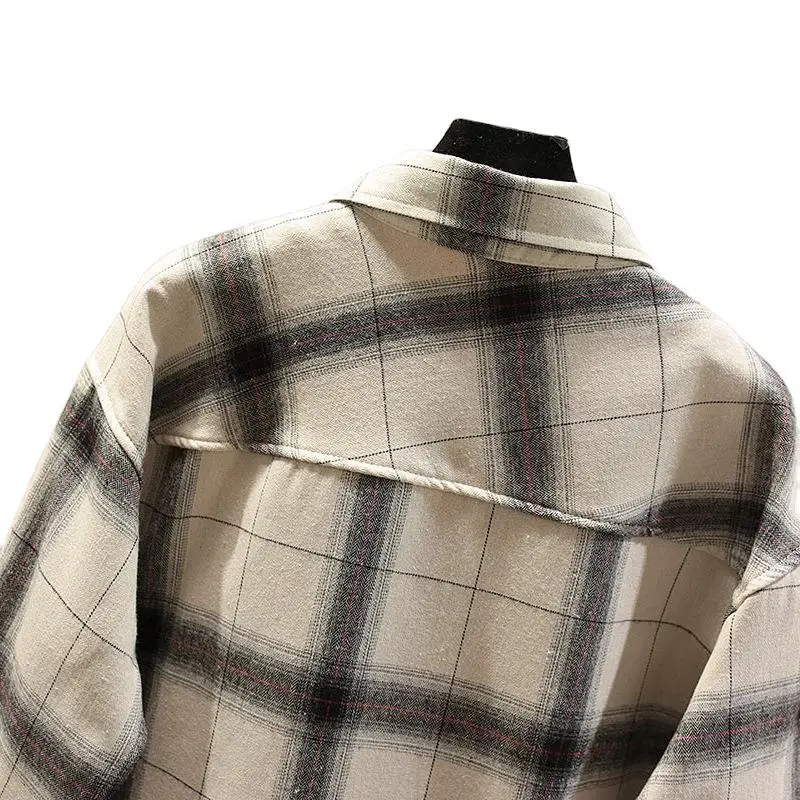 

Plus Size 5XL 4XL Youth Student Warm Fleece Plaid Shirts2020 Winter Japanese Classic Fashion Casual Turn-down Collar Men Coat