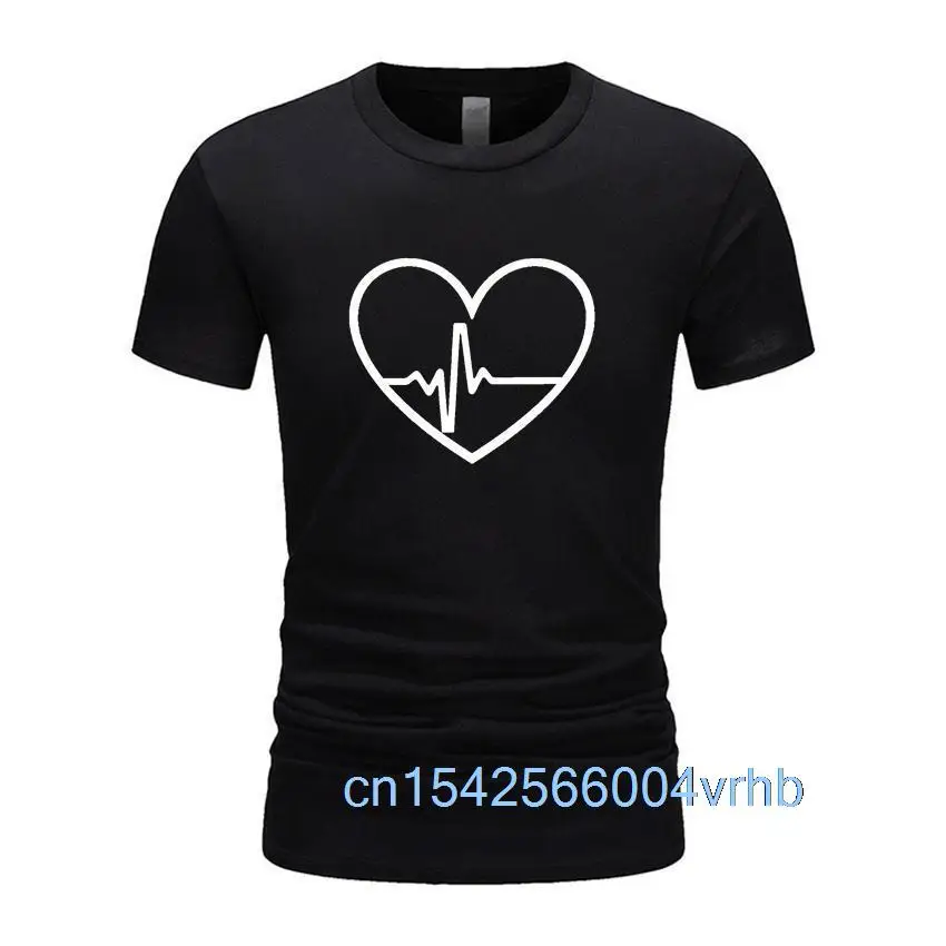 

2021 забавная футболка с рисунком сердечного ритма, крутая футболка из 100% хлопка, простой дизайн, мужские топы в стиле Харадзюку, футболки, лет...