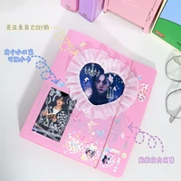 korean kawaii love heart cover decorative storage sticker book happiness handbook idol card stationery stickers storage book