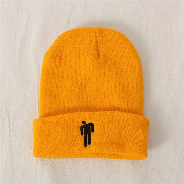 Billie Eilish Beanie цвета вязаная зимняя шапка однотонный хип-хоп трикотажный свитер шляпа костюм капитана аксессуар подарки теплая зима - Цвет: Yellow