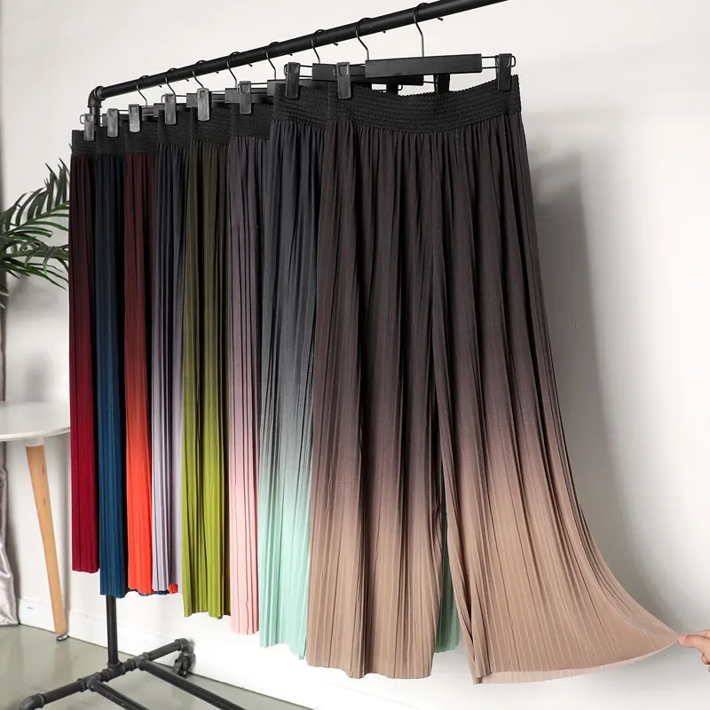 Брюки женские шифоновые градиентные с широкими штанинами повседневные милые