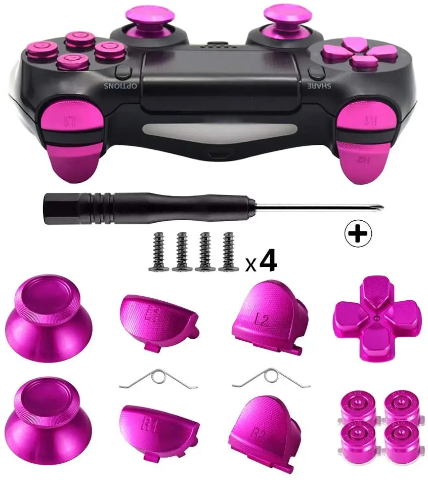 Металлические кнопки для DualShock 4 алюминиевые аналоговые стики пули и D-pad триггеры