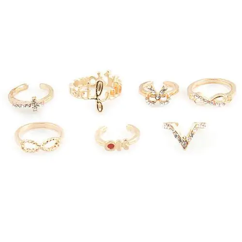 7 шт./компл. женские кольца в стиле бохо с бантом разные Топы модные милые на