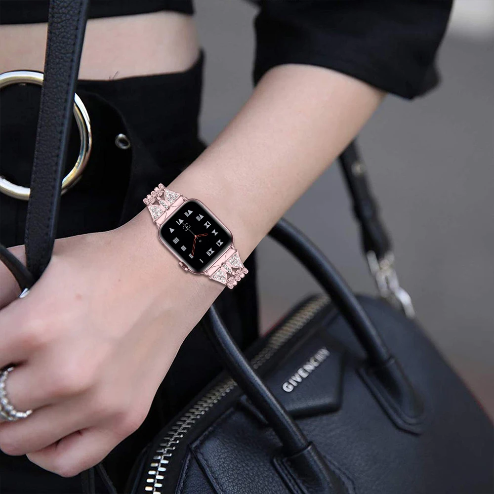 Women bow-knot Metal band for Apple Watch 38mm 42mm Jewelry Link Bracelet Strap 40mm 44mm for iwatch Series 4 3 2 1 Wristband