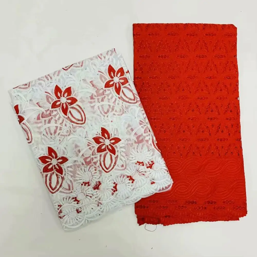 

2.5+2.5yards 2020 french lace fabric with hollow out swiss voile lace fabric cotton and net tulle lace JFJN043