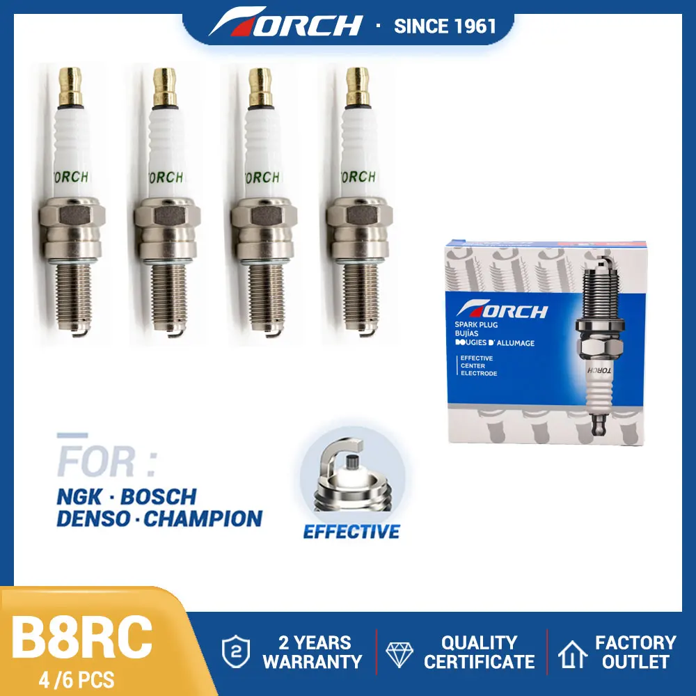 

New Set 4pcs/6pcs TORCH Spark Plug Compatible Candle CR8E stk 1275 AUTOLITE 4302 XS4303 for UR2CC Champion 8698 G59C Denso 5734