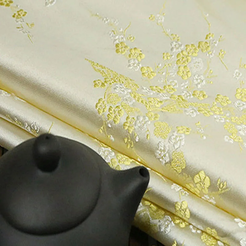 Жаккардовая ткань с цветком сливы Pretty черная красная жаккардовая 50 х72 см|Ткань| |