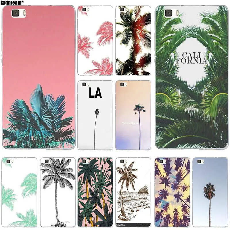 Мягкие чехлы для телефонов Huawei P8 P9 P10 P20 Lite Mate 10 Pro Y5 Y6 II Y7 Honor 6X 7X 9 Palm Trees And California