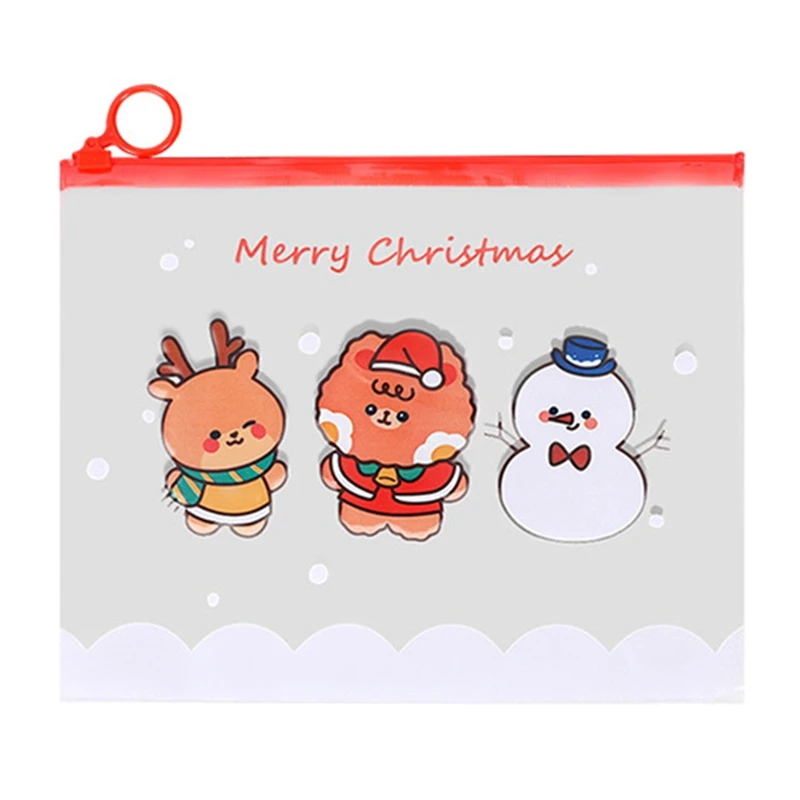 

Capacity Pencil Pouch Student Stationery Kawaii Bag Pencil Bag Supplies Christmas Ring File Bag Creative Cartoon Korean Bag