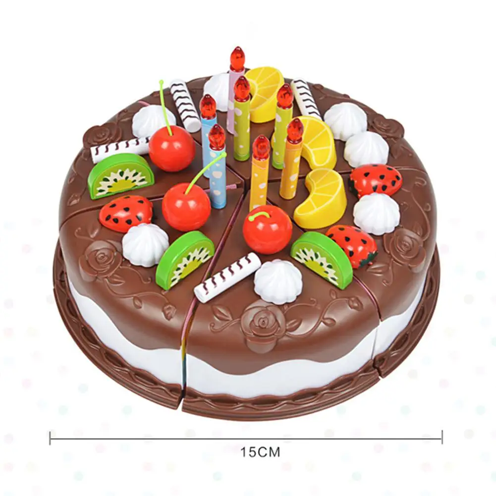 

Kuulee 37pcs/Sets Funny Toys Birthday Cake DIY Model Children Kids Early Educational Pretend Play Kitchen Food Plastic Toys
