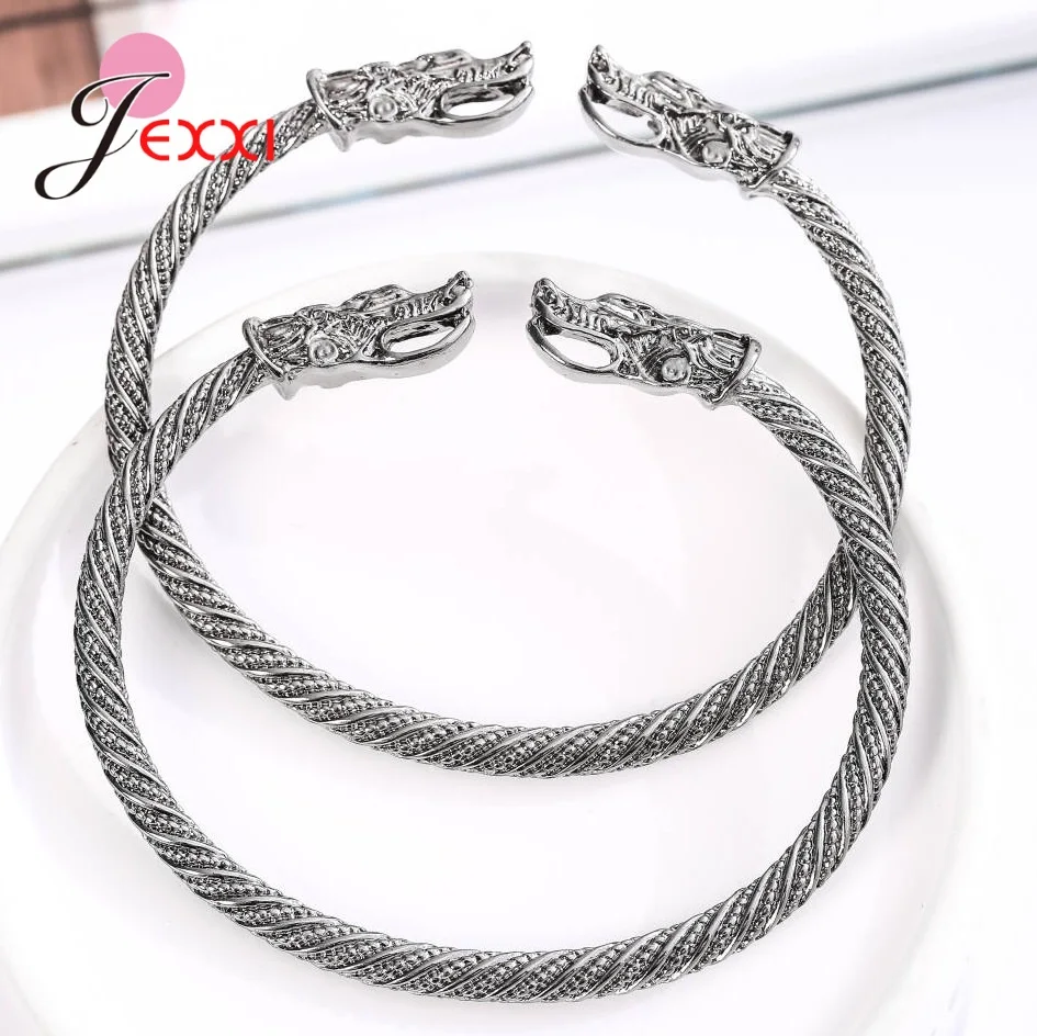 

New Punk Style 925 Sterling Silver Animal Head Bracelets Bangles For Men/Woman Birthday Party Jewelry Accessory