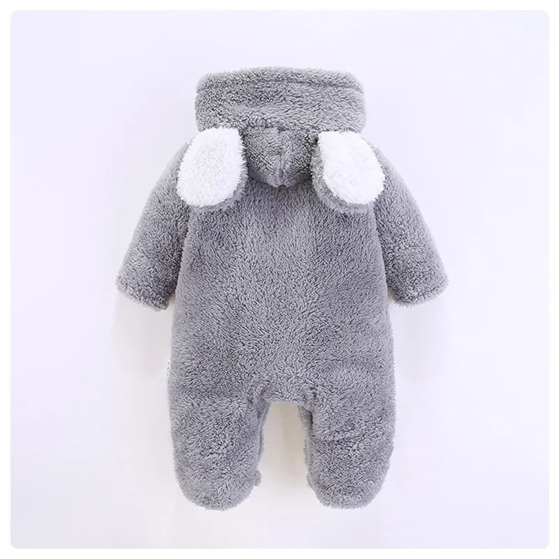 

Lovely Baby Clothes 3D Bear Design Winter Cotton Hooded Long Sleeve Jumpsuit Outfit