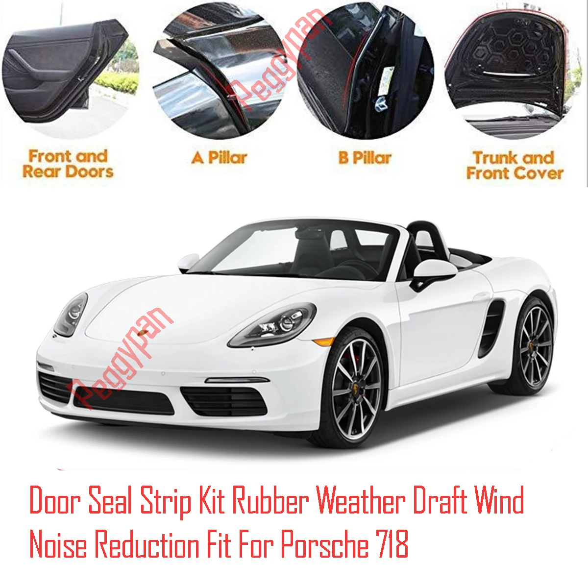 

Door Seal Strip Kit Self Adhesive Window Engine Cover Soundproof Rubber Weather Draft Wind Noise Reduction Fit For Porsche 718