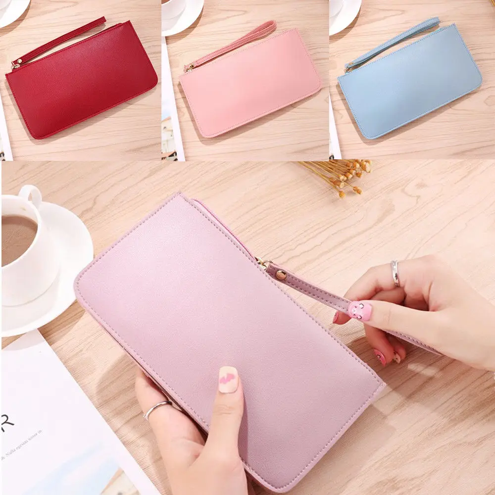 Fashion Women Lady PU Leather Zipper Purse Clutch Wallet Long Card Holder Phone Bag Case Handbag Black Blue Pink Red | Багаж и сумки