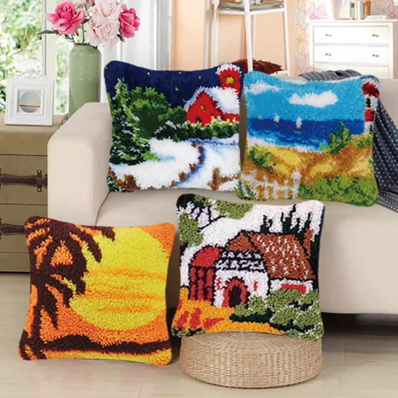 DIY 3D Latch-Hook Segment Embroidery Pillow Coarse Wool Cross Stitch Embroidered Handcraft Latch-Hook-Kits Home Decor | Дом и сад