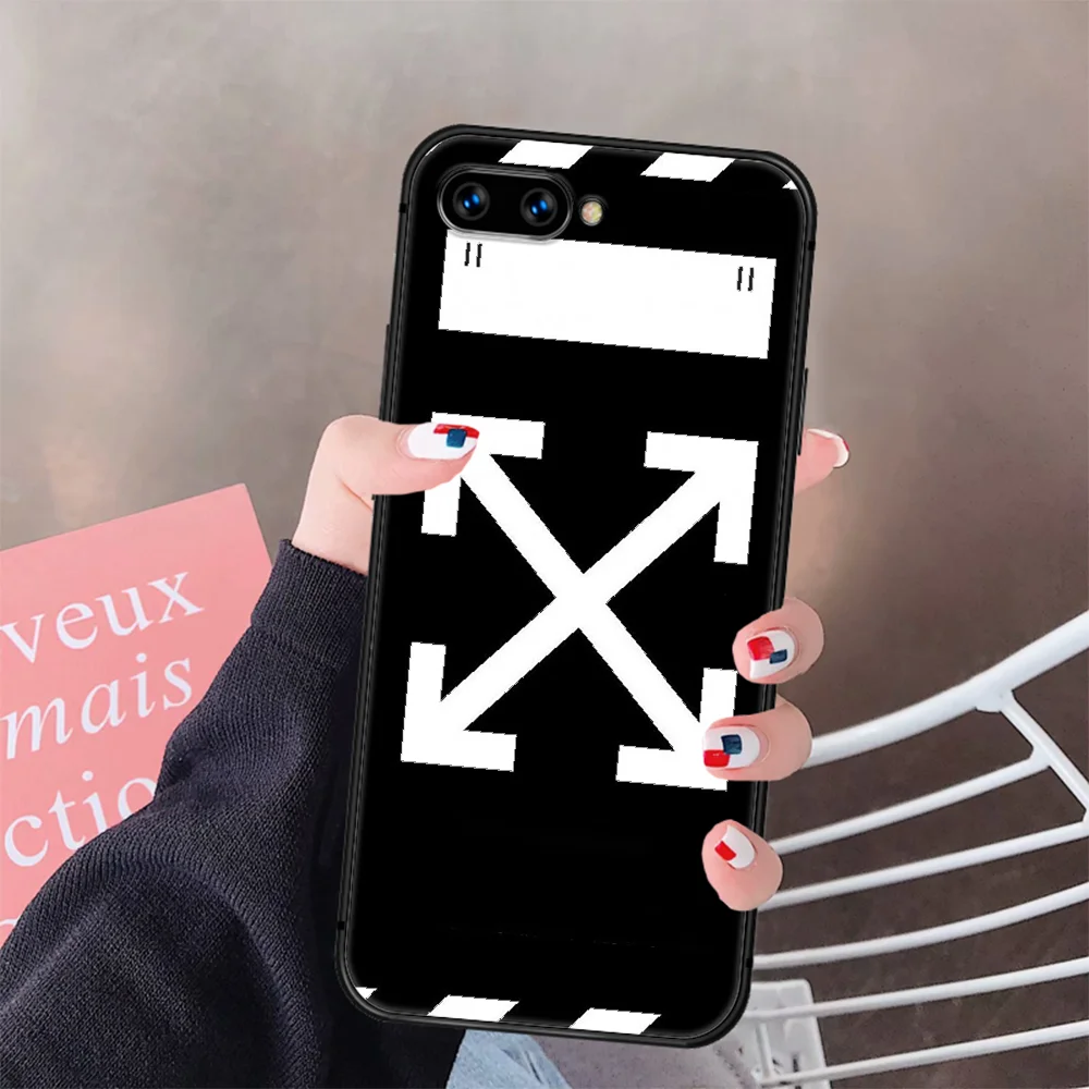 

Off OW Fashion Brand Phone Case Cover Hull For HUAWEI Honor 8 8c 8a 8x 9 9a 9x V10 MATE 10 20 I Lite Pro black Coque Soft Cell