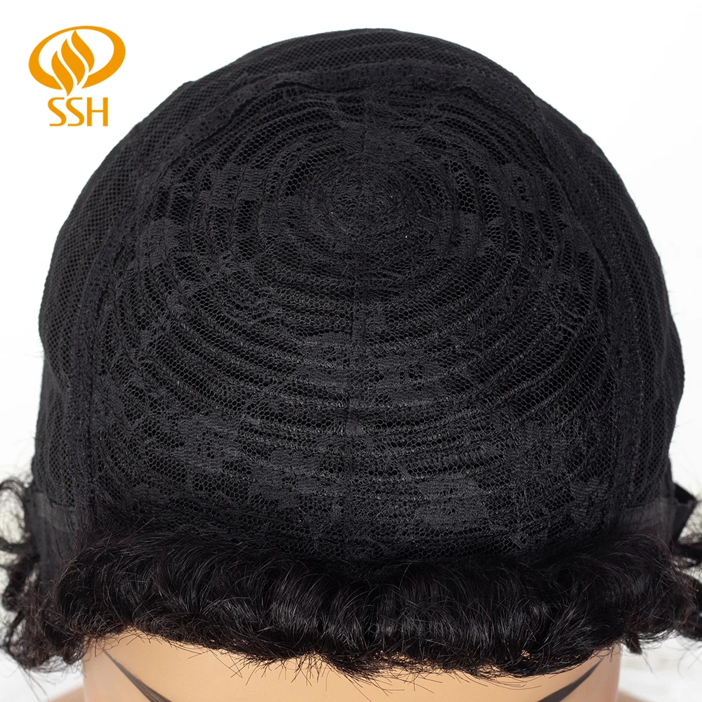 Афро вьющиеся короткие парики 100% человеческие волосы с челкой вырезанные афро