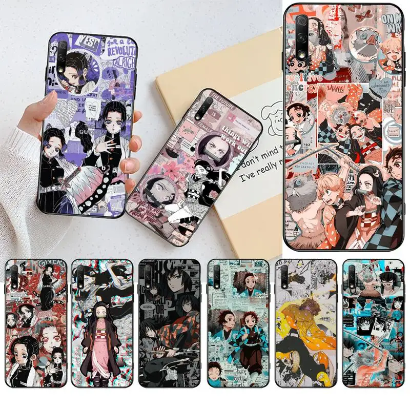 

Demon Slayer Anime Black Soft Shell Phone Case Capa for Huawei Honor 30 20 10 9 8 8x 8c v30 Lite view pro