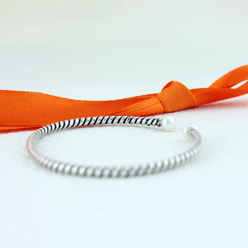 ROCKART чистое серебро 925 пробы натуральный пресноводный жемчуг витая веревка