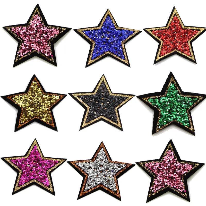 5 шт./лот 6 см черные красные блестящие нашивки со звездами для одежды утюжок Diy Parche