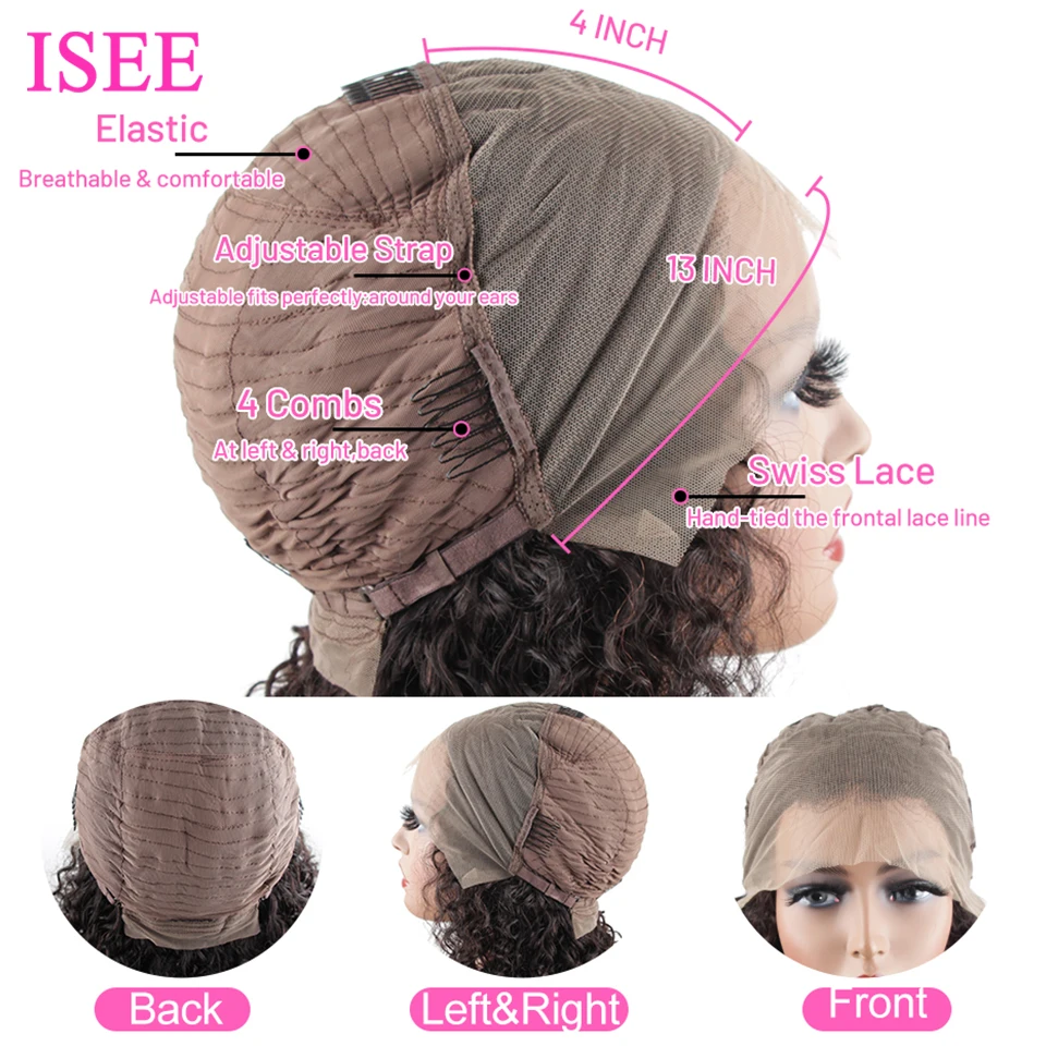 Парик ISEE Hair волнистые передние парики на сетке ПАРИКИ Full HD 4x4 для женщин