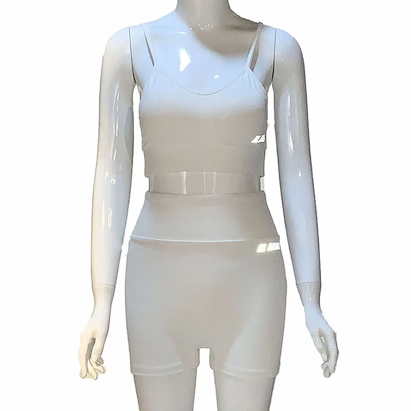 

Reflective Letter Sexy Bodycon Tracksuit Summer 2021 Outfit Women 2 Piece Set Crop Top Shorts Lounge Wear