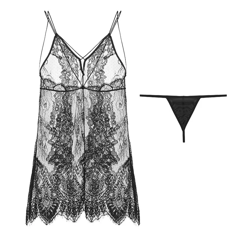 

Creation 202 Women's Sexy Nightdress Cross Sexy Lace Nightdress Perspective Backless Sexy Home Wear Pajamas