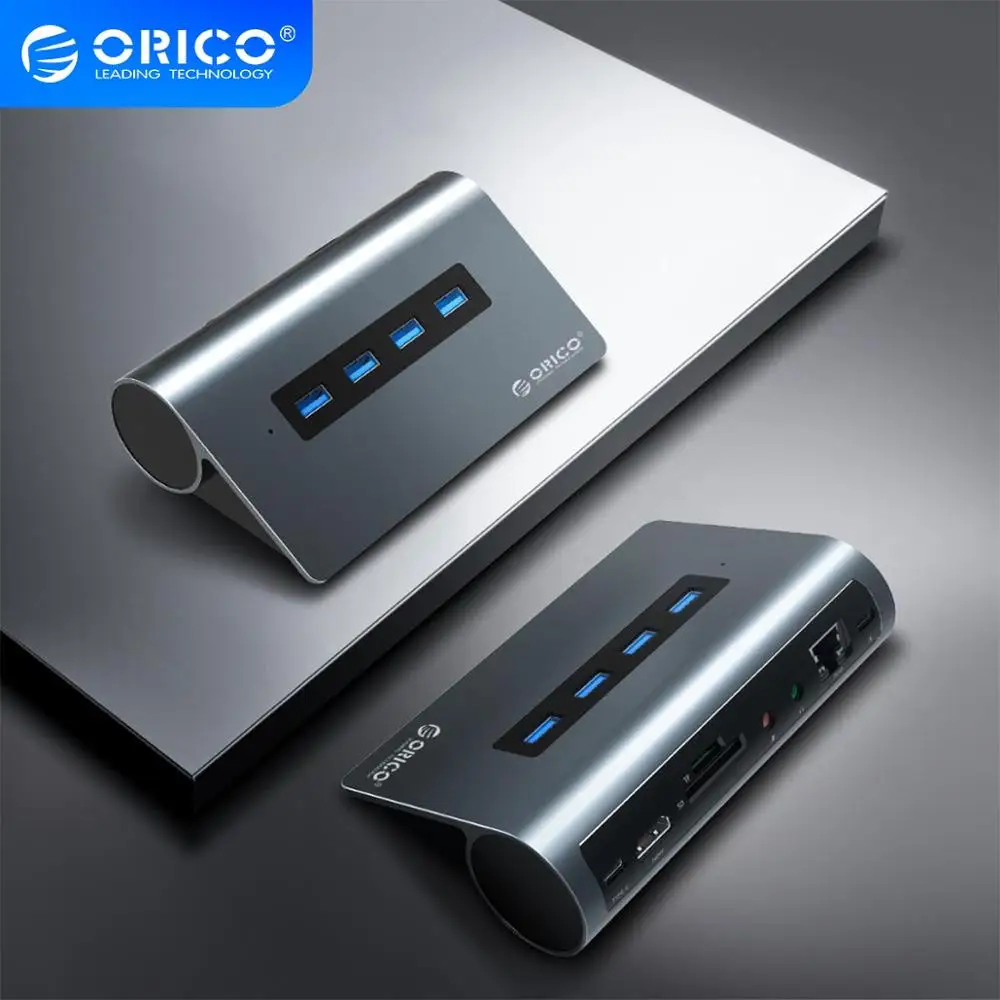 ORICO USB Type C концентратор к HDMI Compatib USB3.0 PD 60 Вт RJ45 кардридер аудио OTG адаптер док