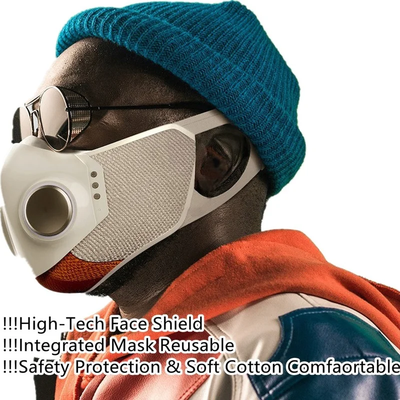 

High-tech Faces Shield Adult Mask Black Breathable Integrated Protective Dust-Proof Dress Up Halloween Cosplay Masks Mascarillas